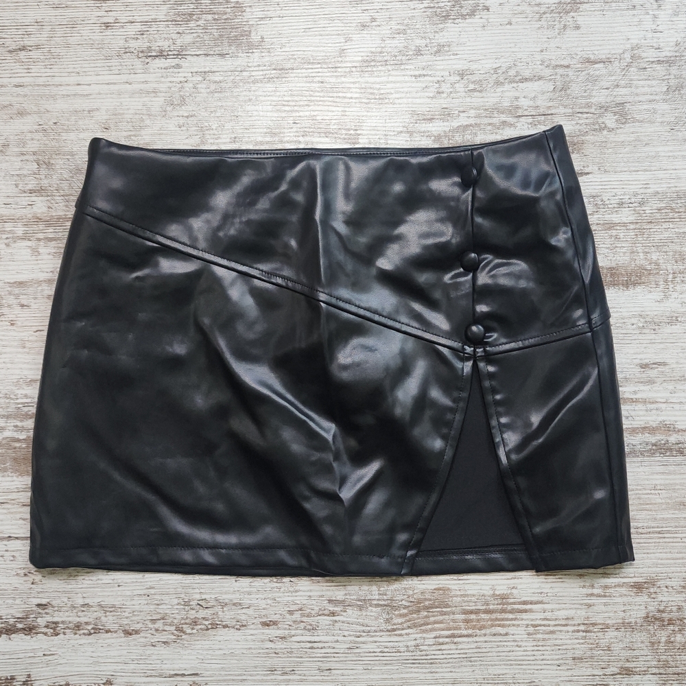 Black Faux Leather Mini Skirt Size Small